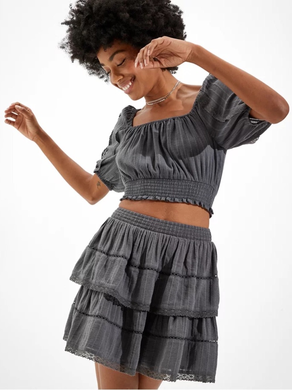 American Eagle Outfitters Tiered A-Line Skirt
